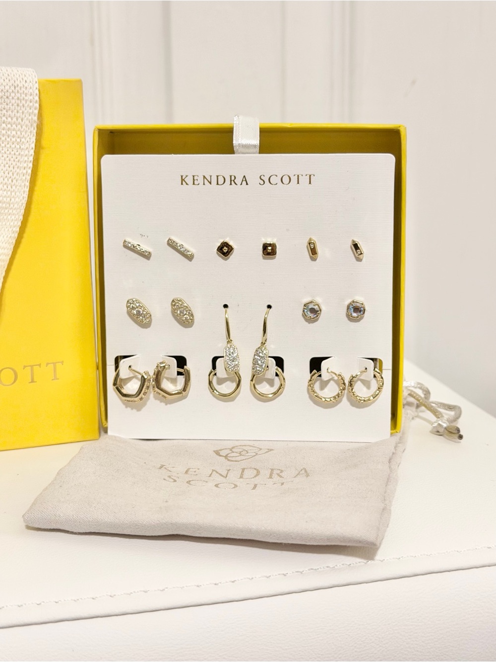 Kendra Scott Gold Earring 9 piece Set - Mixed Studs and Hoops - Picture 5 of 5